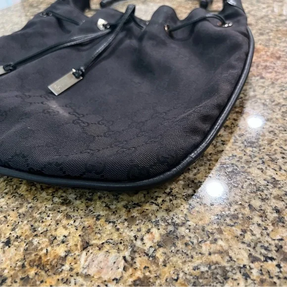 Vintage Gucci | Bamboo GG Black Monogram Shoulder Bag - Picture 13 of 16